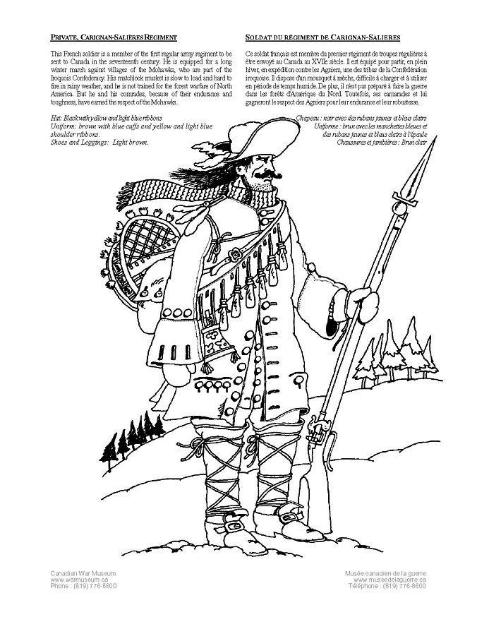Dibujo para colorear soldado de carignan