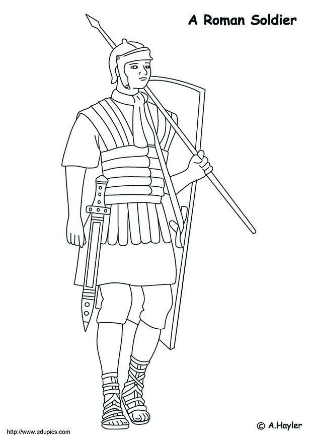 Dibujo para colorear soldado romano