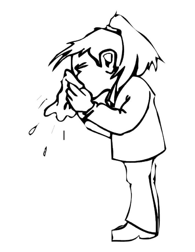 Dibujo para colorear sonarse la nariz