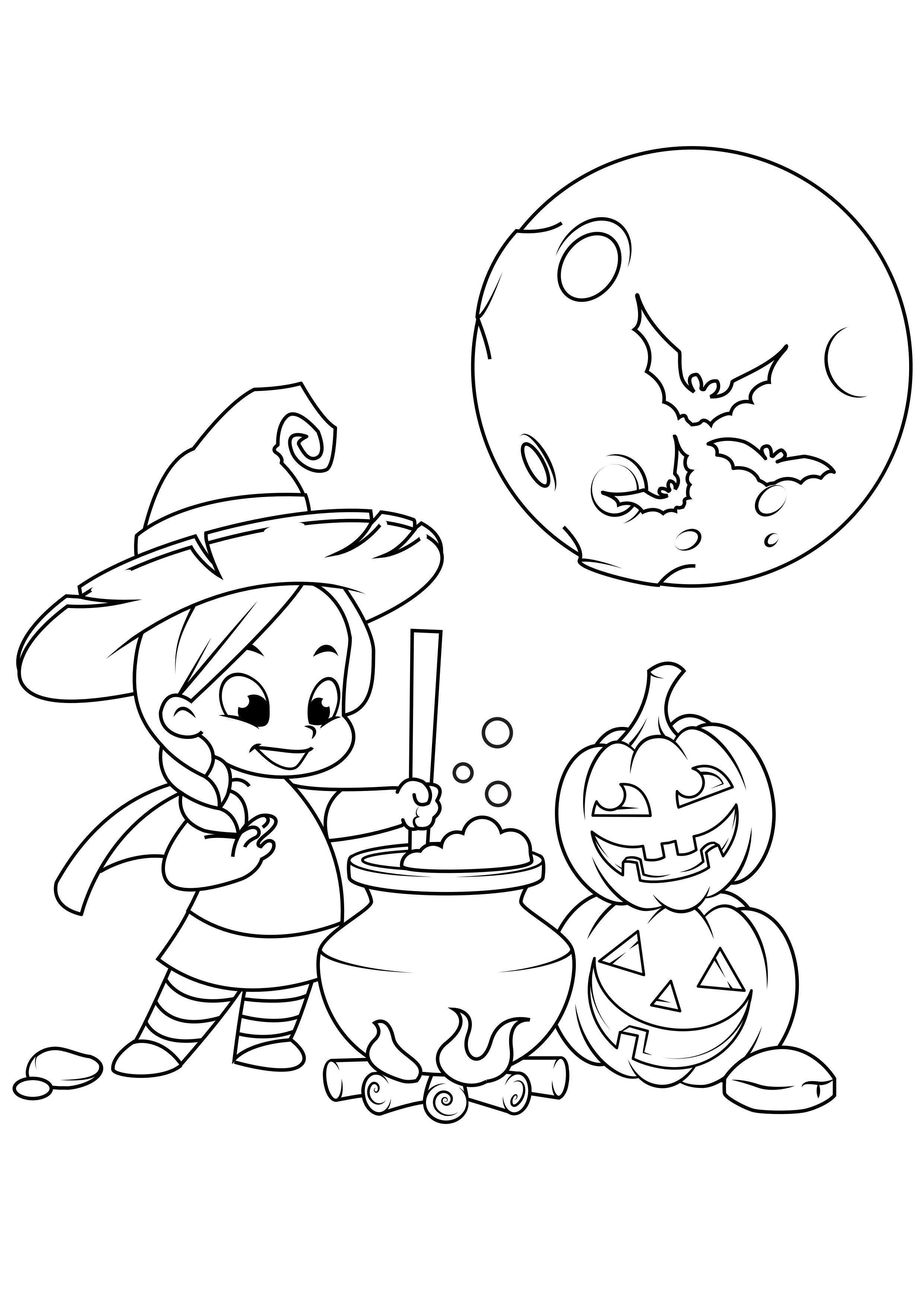 Dibujo para colorear sopa de bruja