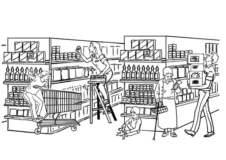 Dibujo para colorear supermercado
