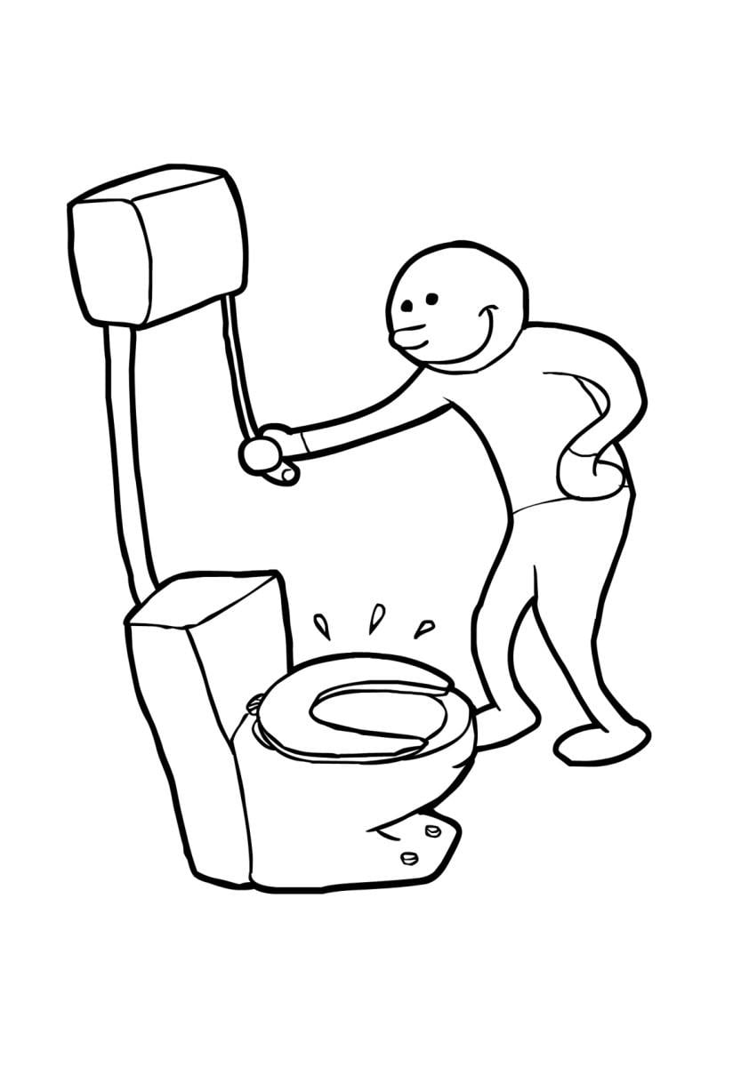Dibujo para colorear tirar de la cisterna