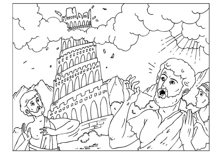 Dibujo para colorear torre de babel