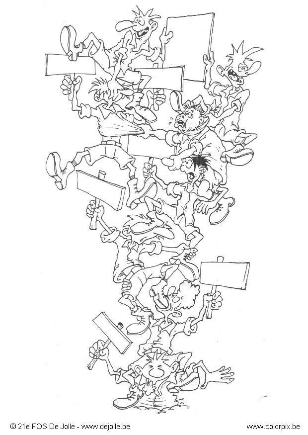 Dibujo para colorear torre humana