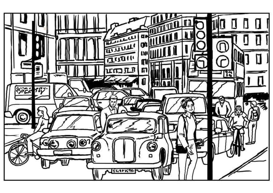Dibujo para colorear trA¡fico en la ciudad