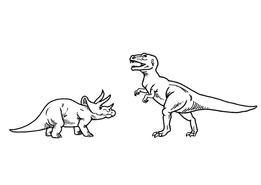 Dibujo para colorear triceratops y t-rex
