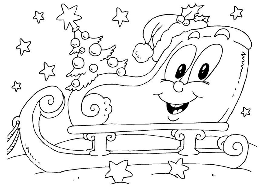 Dibujo para colorear trineo de navidad