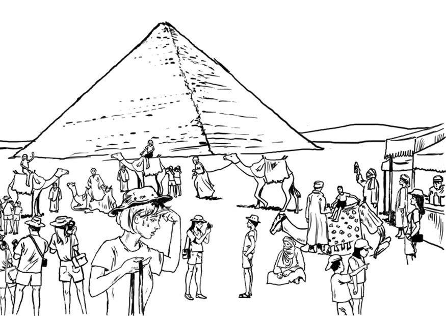 Dibujo para colorear turismo en egipto