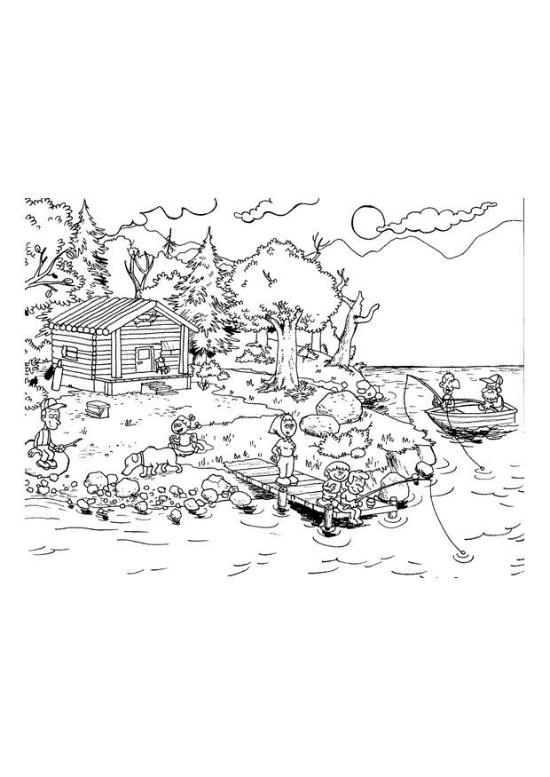 Dibujo para colorear vacaciones en el mar