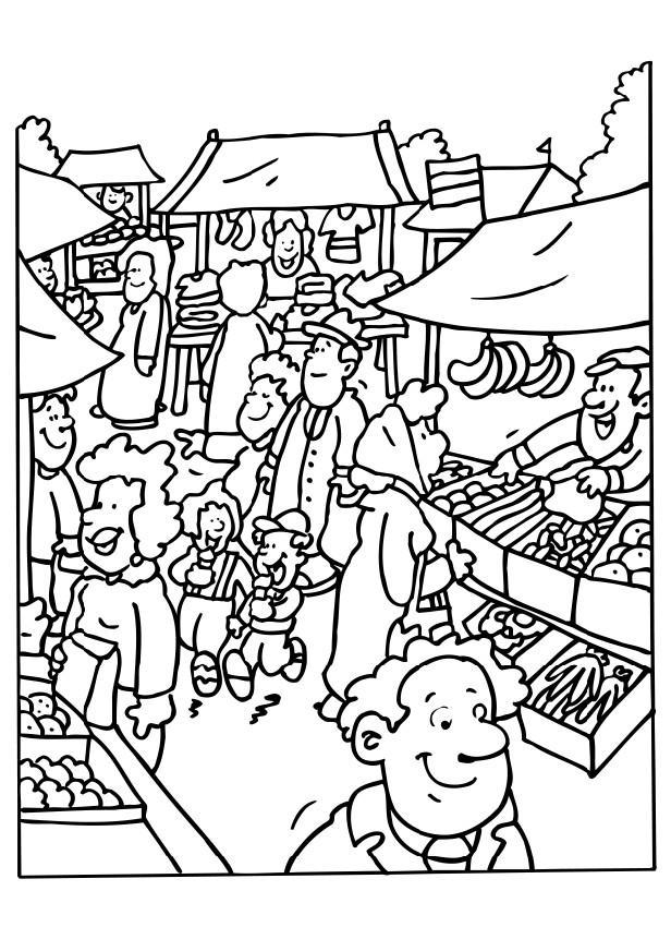 Dibujo para colorear vendedor de mercado