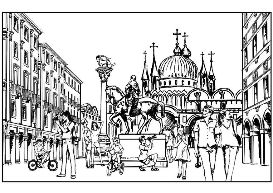 Dibujo para colorear venecia, italia