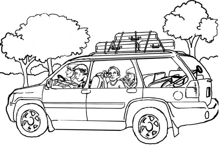 Dibujo para colorear viajar - coche