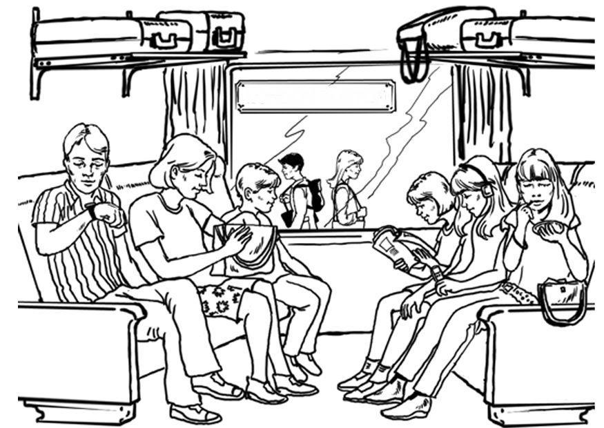 Dibujo para colorear viajar - tren