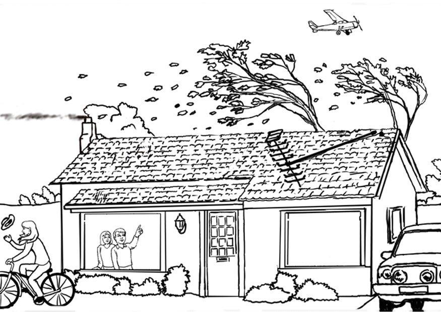 Dibujo para colorear viento - tormenta