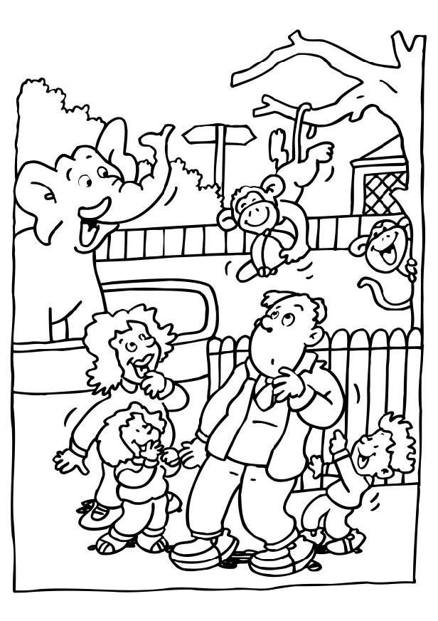 Dibujo para colorear visita al zoolA³gico
