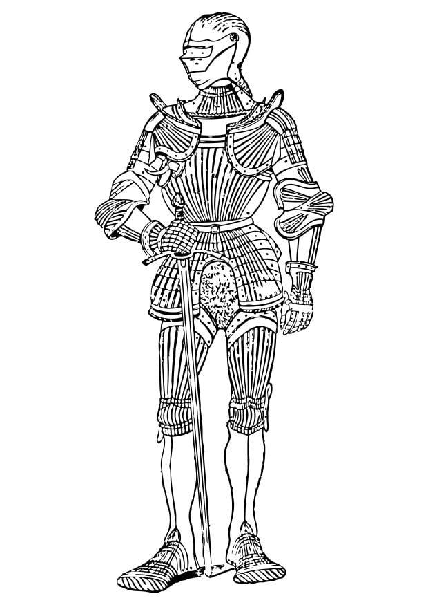 Dibujo para colorear vista delantera de armadura