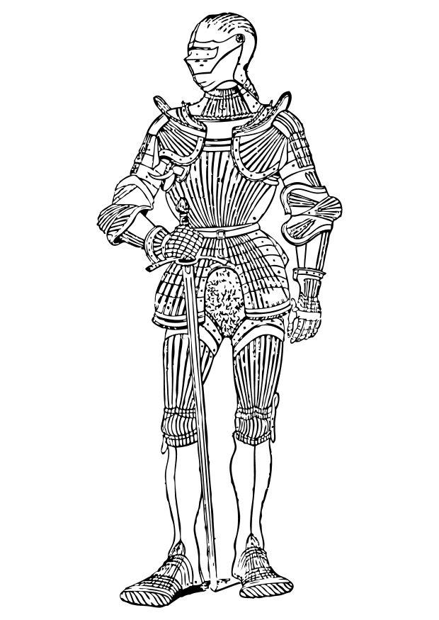 Dibujo para colorear vista delantera de armadura