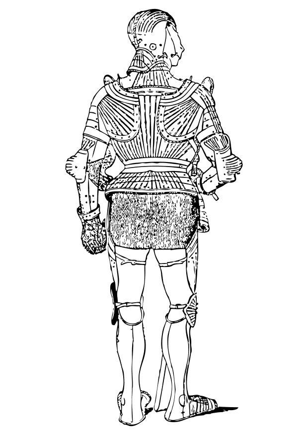 Dibujo para colorear vista posterior de armadura