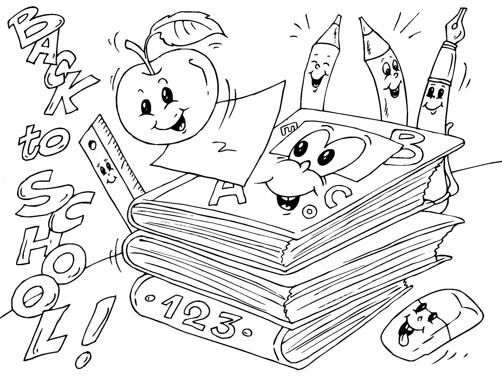 Dibujo para colorear volver al colegio