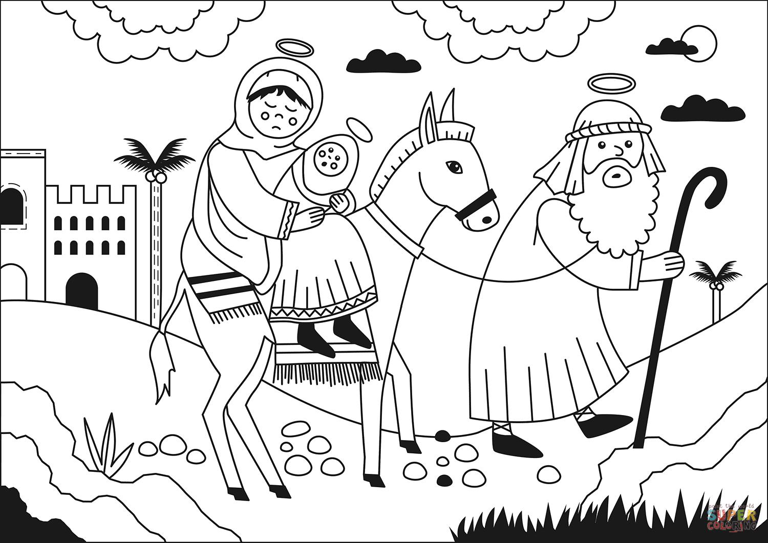 Dibujo para colorear vuelo a egipto