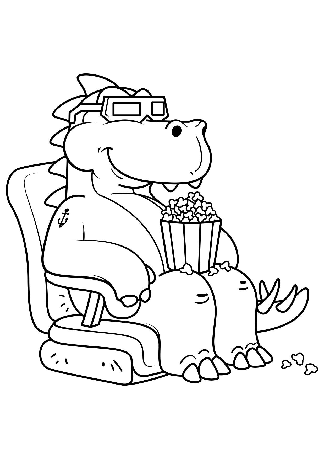 dinosaurio al cine Dibujo para colorear dinosaurio al cine