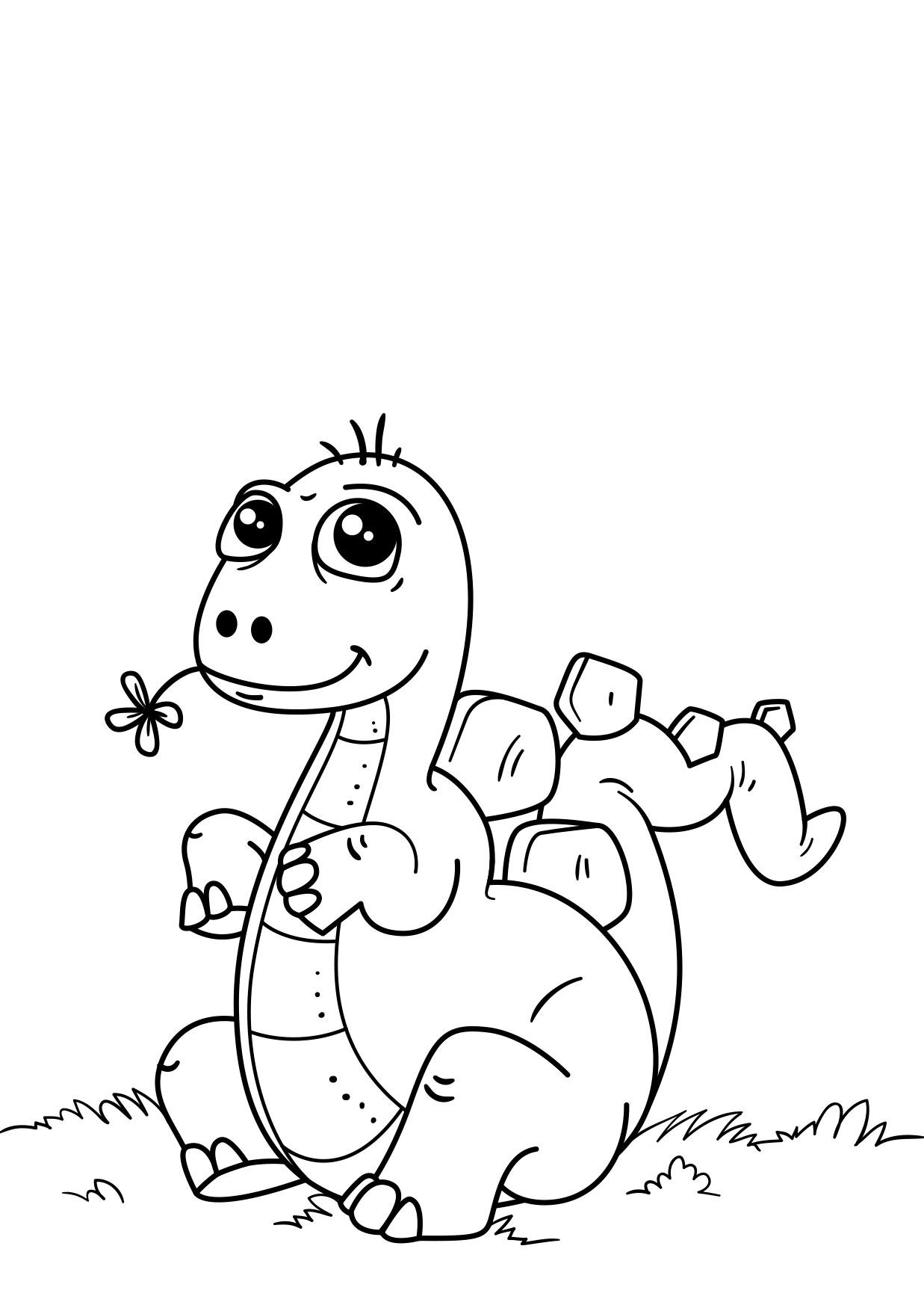 dinosaurio en la hierba Dibujo para colorear dinosaurio en la hierba