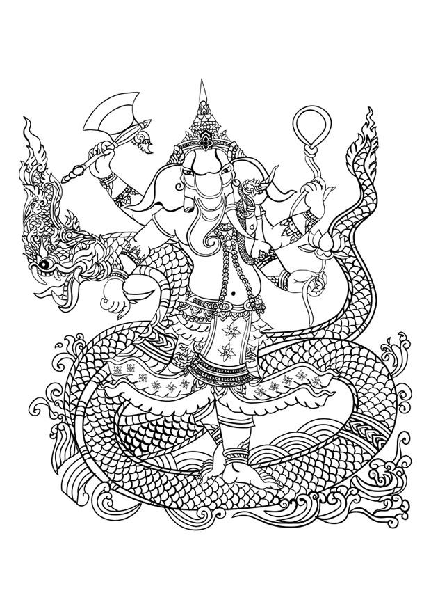 Dibujo para colorear dios hindAº ganesha