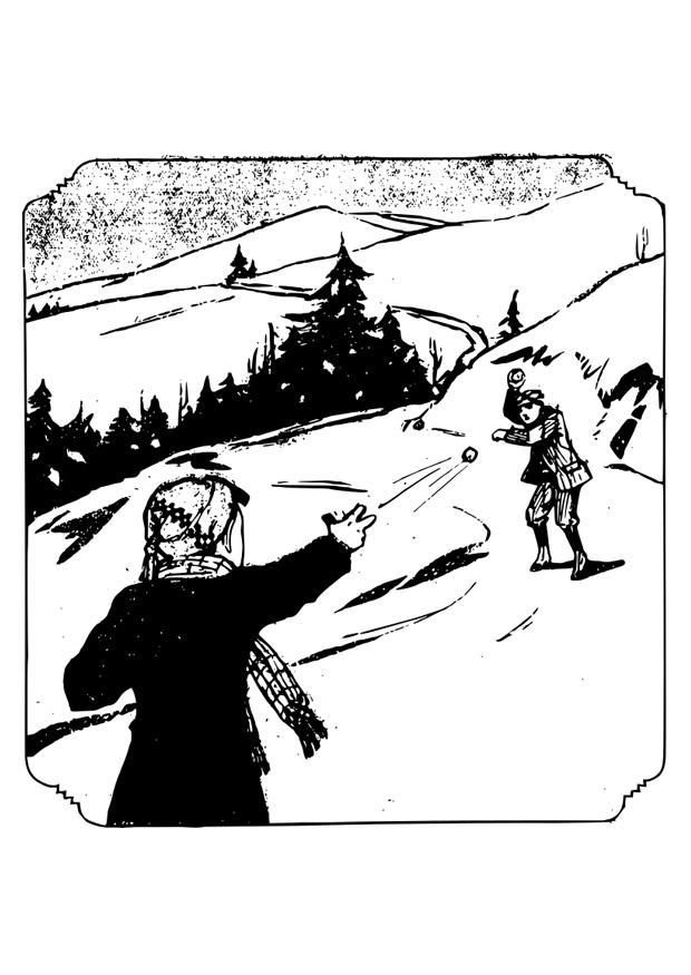 Dibujo para colorear diversiA³n en la nieve