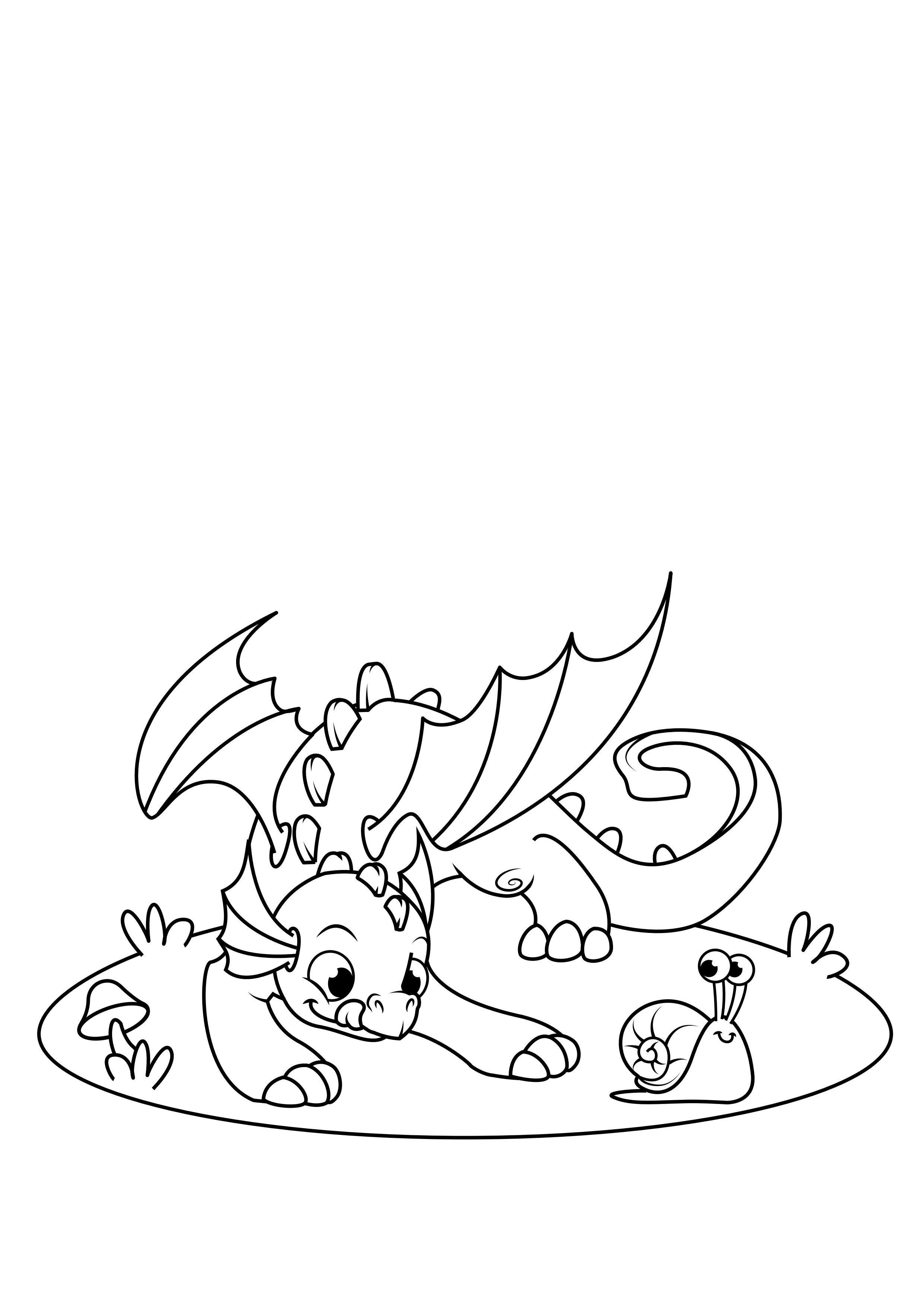 dragA³n juega con caracol Dibujo para colorear dragA³n juega con caracol