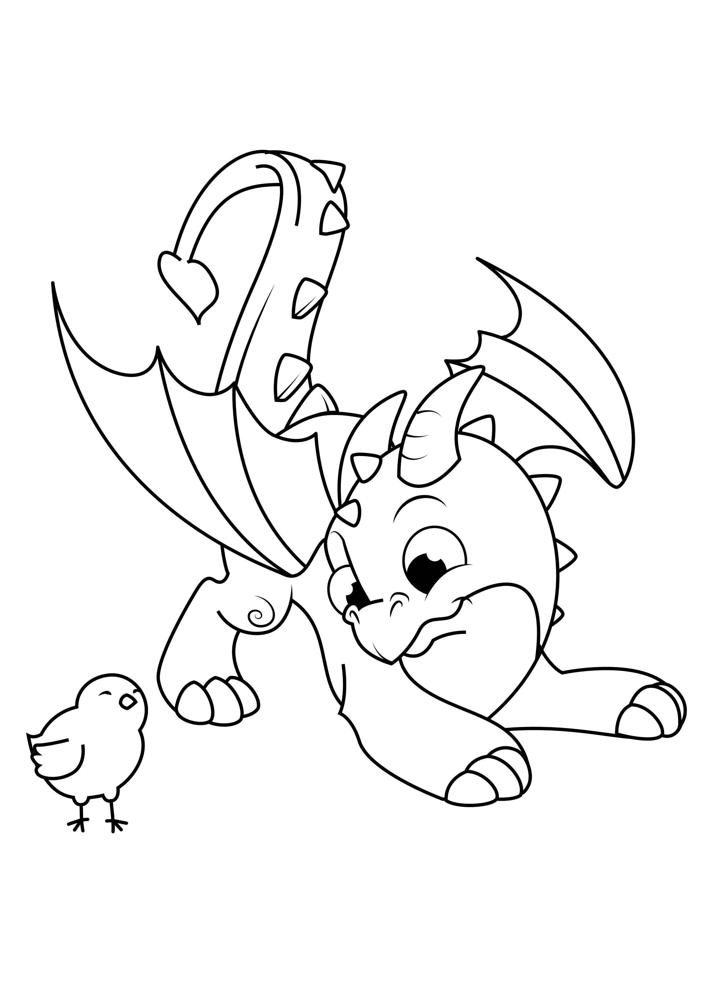 dragA³n juega con pollito Dibujo para colorear dragA³n juega con pollito