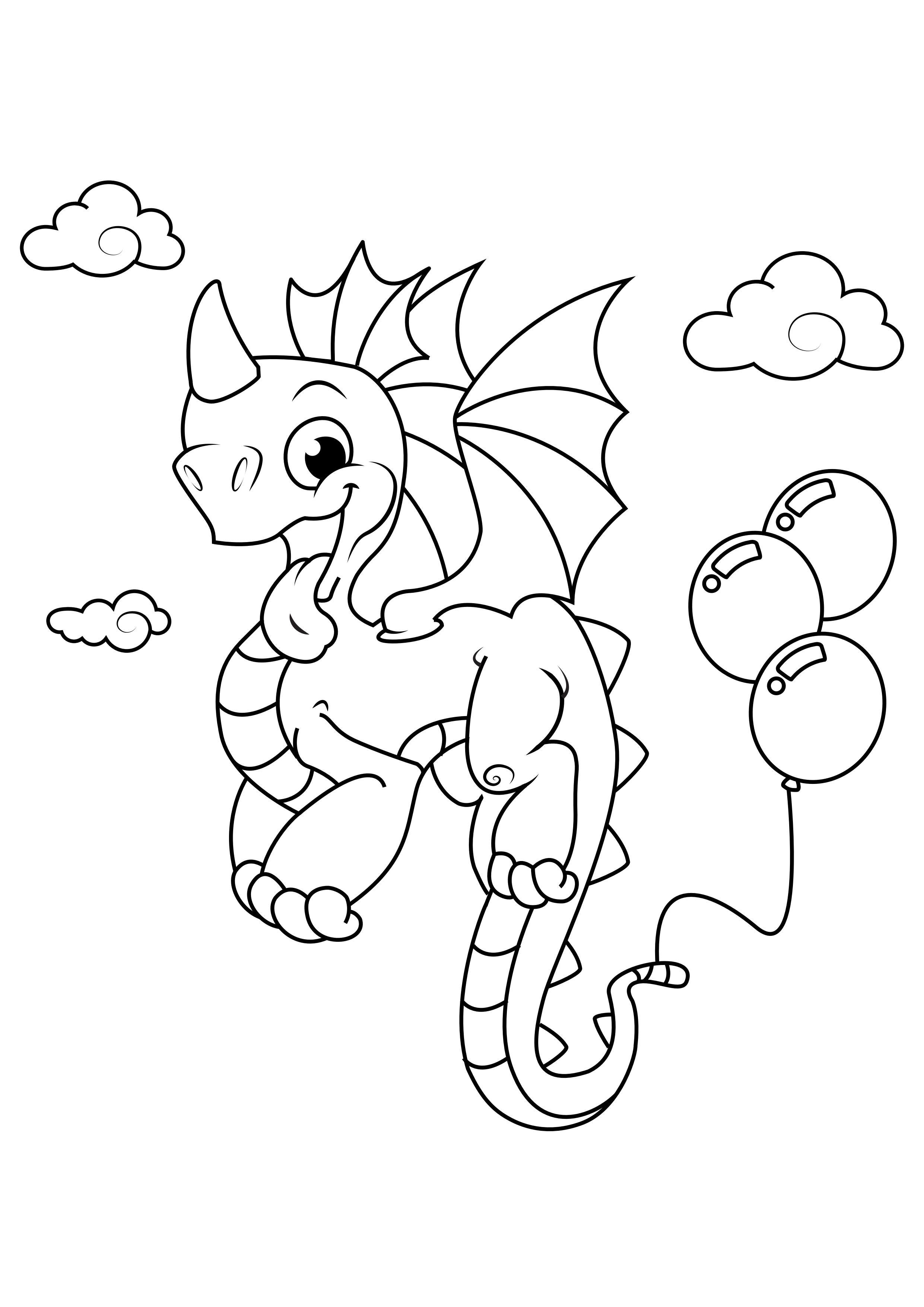 dragA³n con globos Dibujo para colorear dragA³n con globos