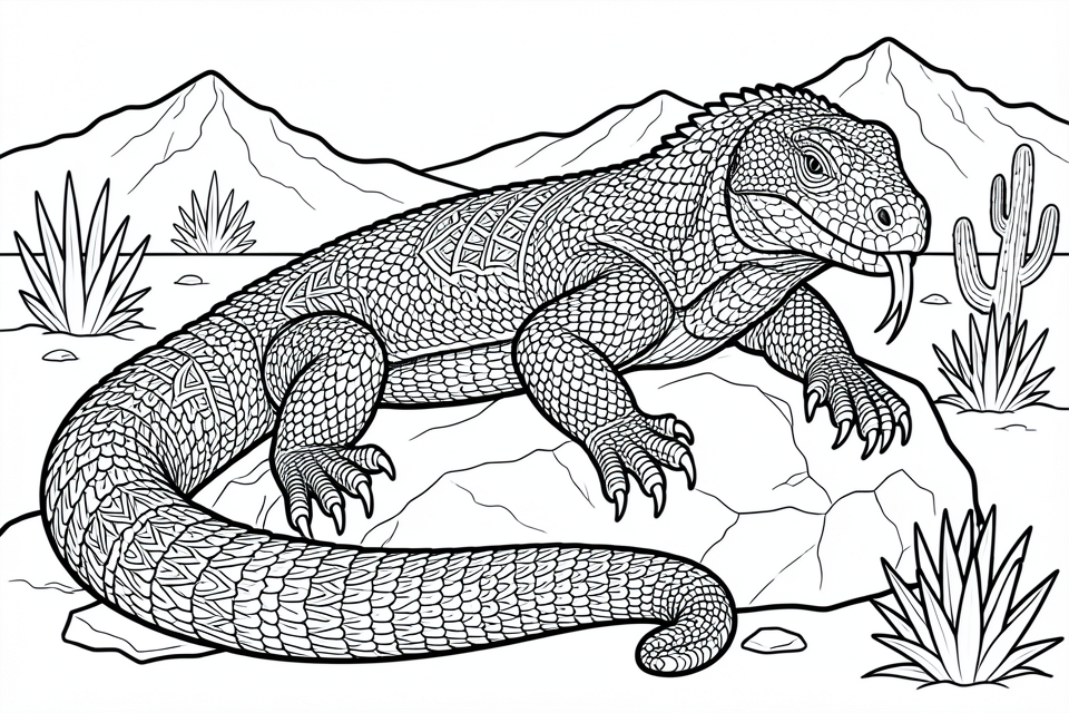 dragA³n de komodo Dibujo para colorear dragA³n de komodo
