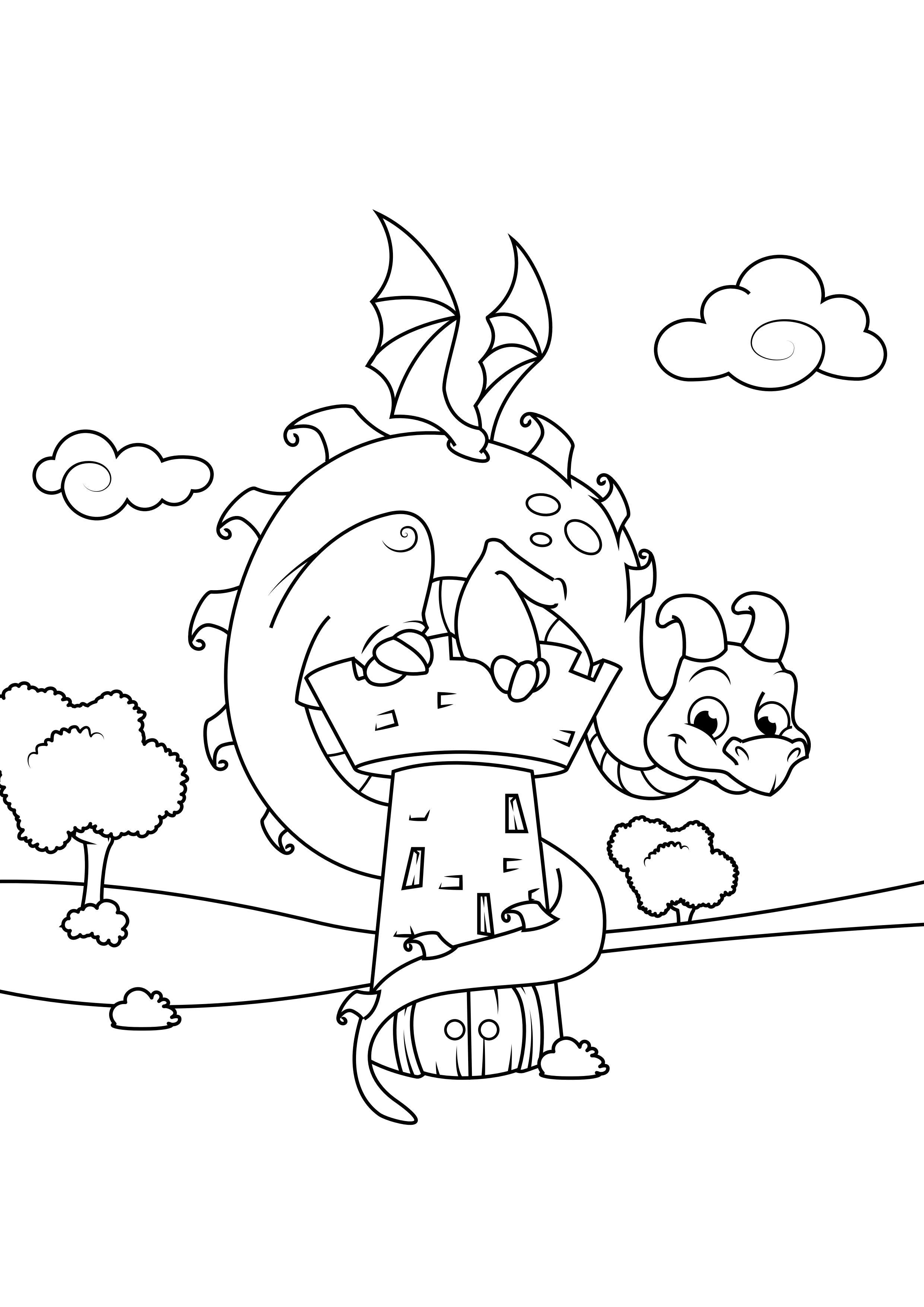 dragA³n en la torre Dibujo para colorear dragA³n en la torre