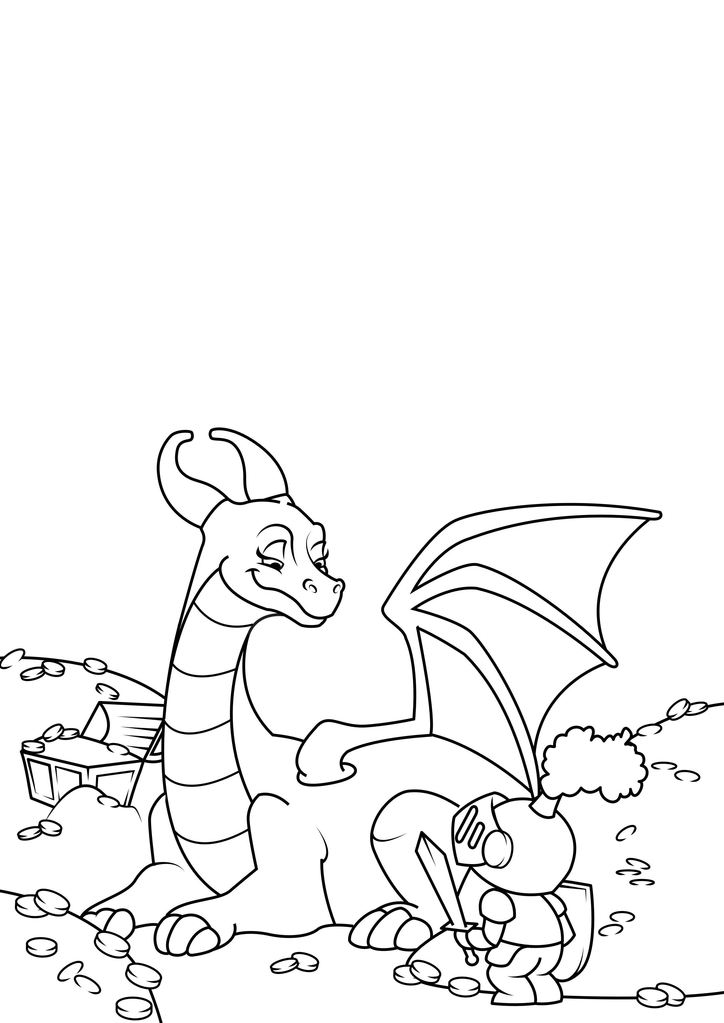 Dibujo para colorear dragA³n protege tesoro