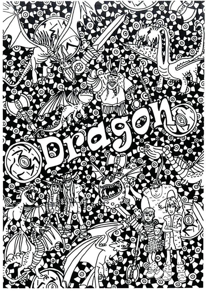 dragones y vikingos Dibujo para colorear dragones y vikingos