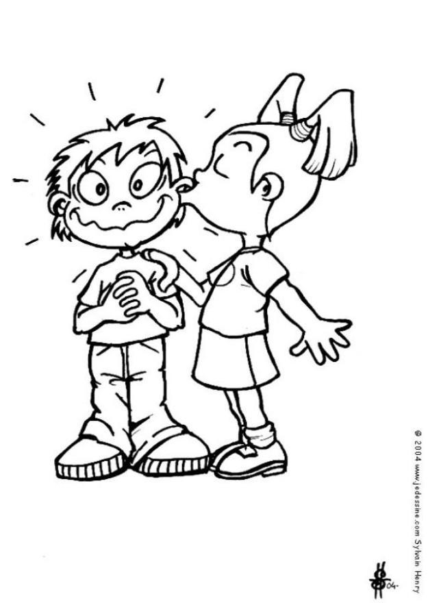 el beso Dibujo para colorear el beso