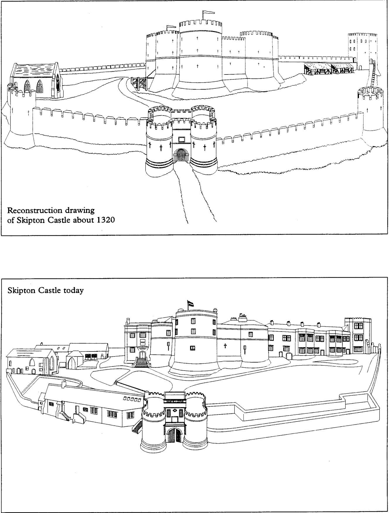 el castillo en 1320 y en castillo hoy Dibujo para colorear el castillo en 1320 y en castillo hoy