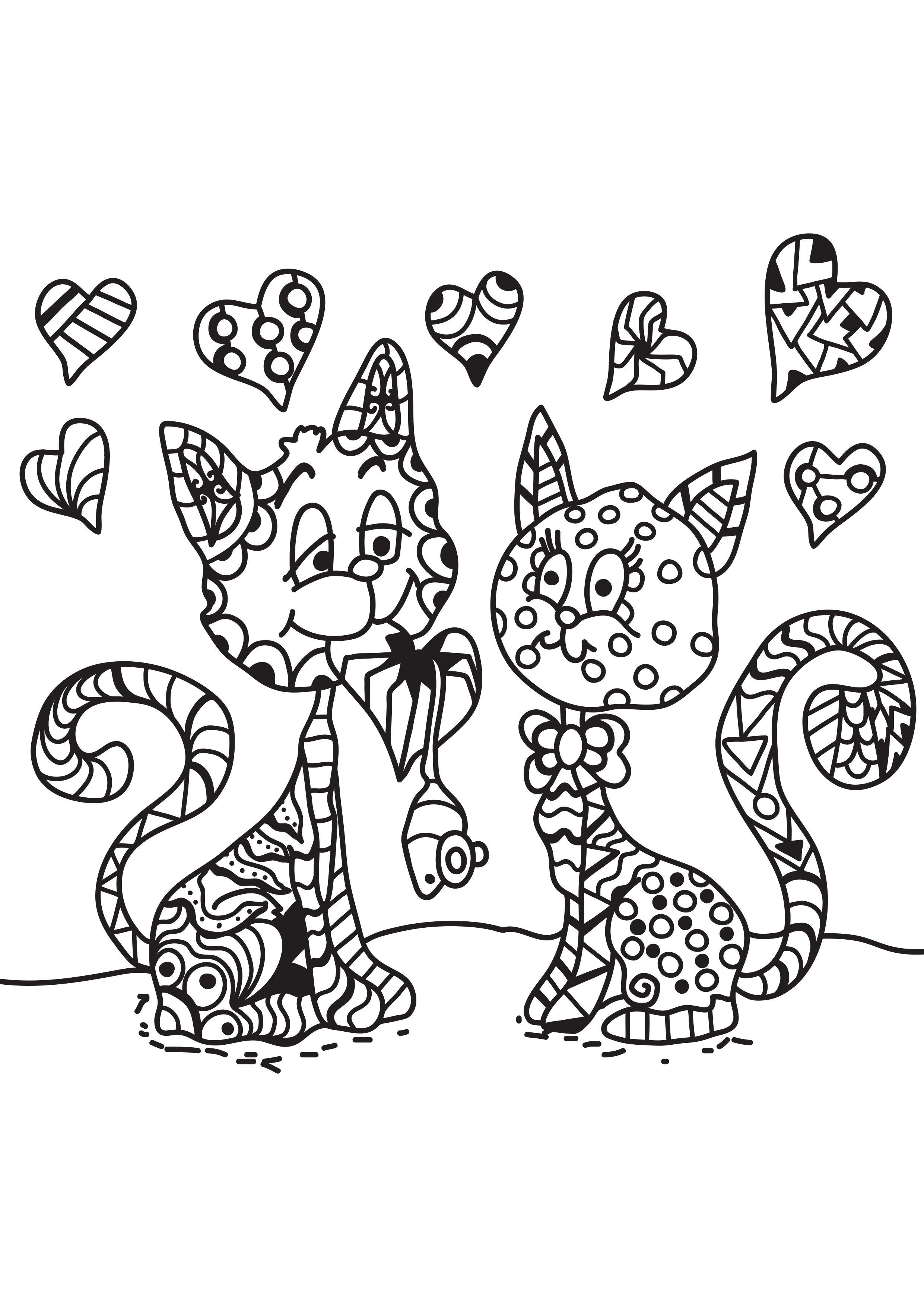 el gato estA¡ enamorado Dibujo para colorear el gato estA¡ enamorado
