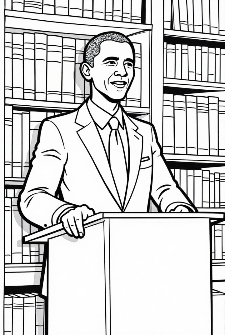 Dibujo para colorear el presidente obama da una conferencia