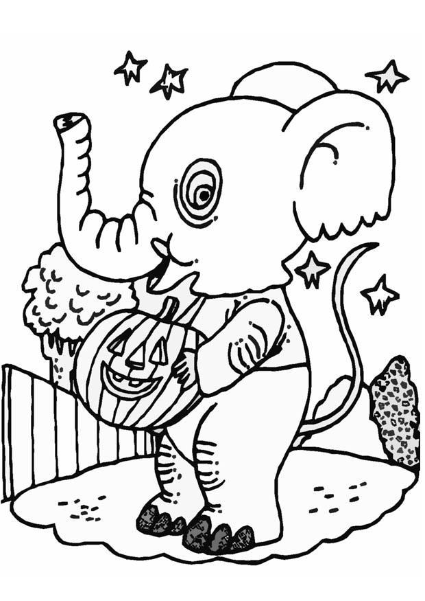 Dibujo para colorear elefante de halloween