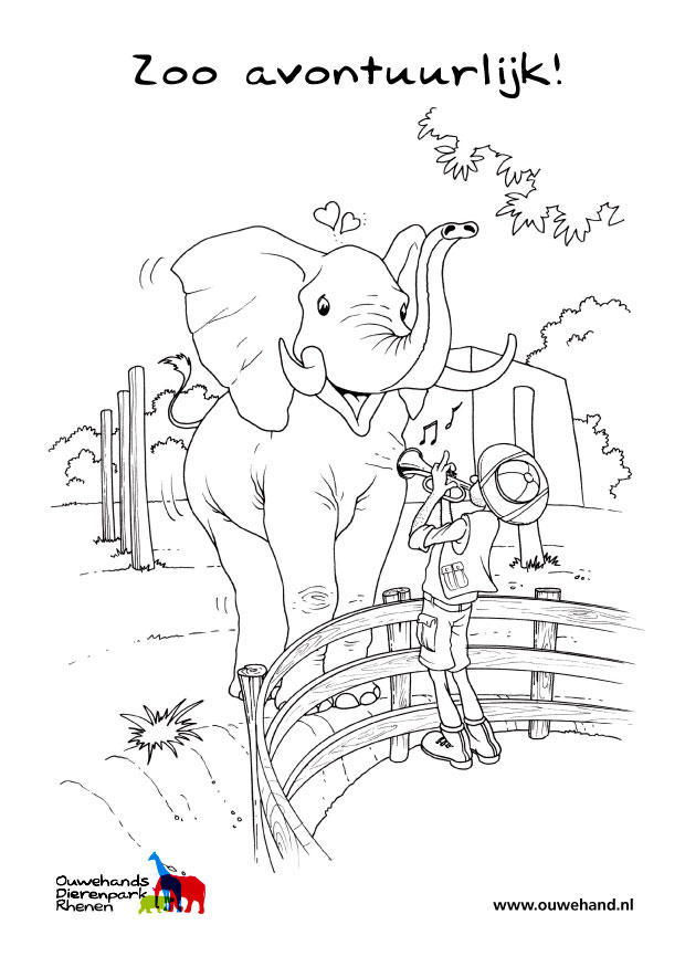 elefante en el zoo Dibujo para colorear elefante en el zoo