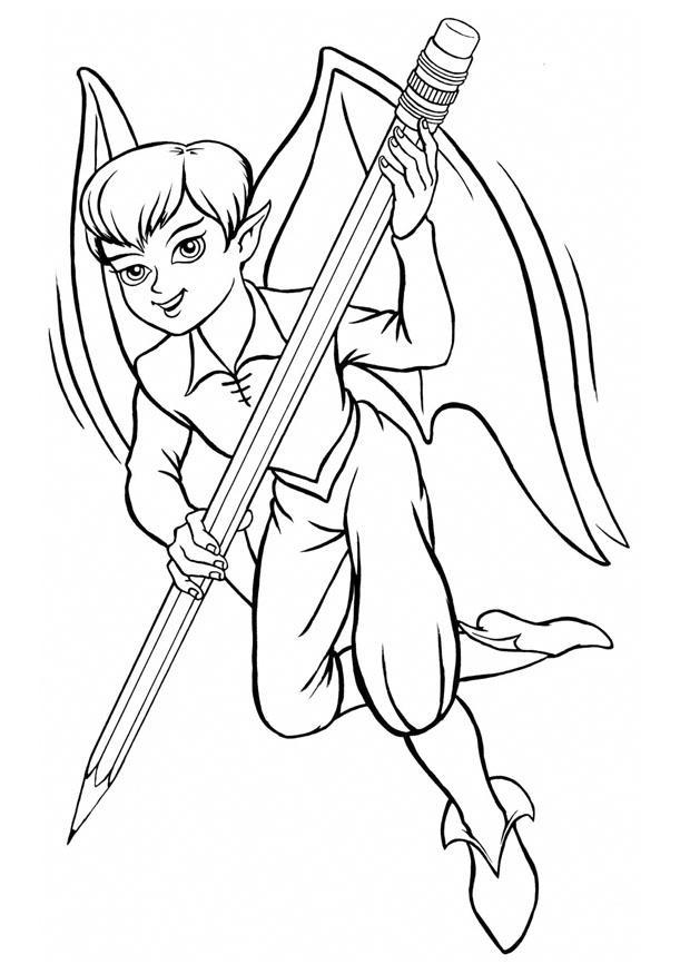 elfo con lA¡piz Dibujo para colorear elfo con lA¡piz