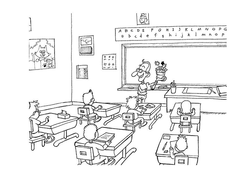 en clase Dibujo para colorear en clase