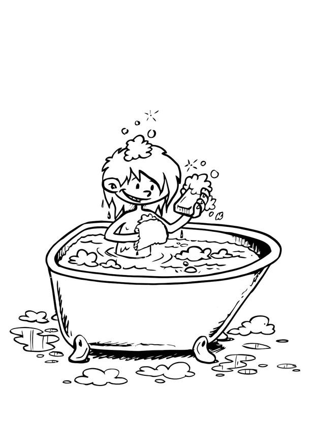 Dibujo para colorear en la banera