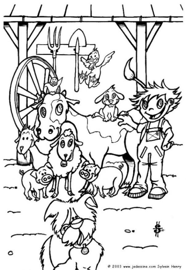 en la granja Dibujo para colorear en la granja