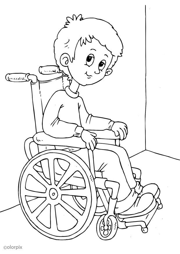en silla de ruedas Dibujo para colorear en silla de ruedas