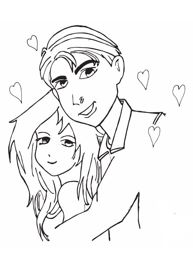 enamorados Dibujo para colorear enamorados