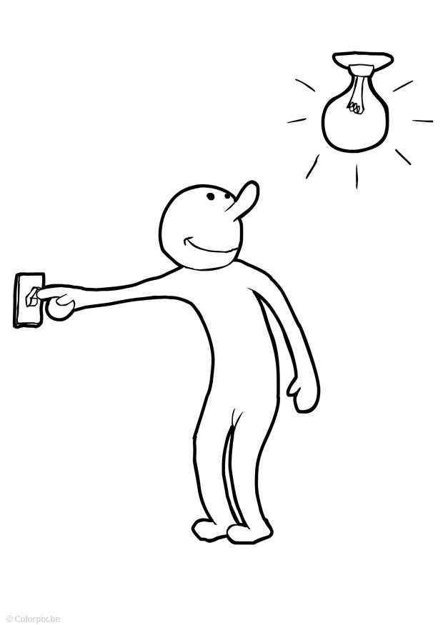 encender la luz Dibujo para colorear encender la luz