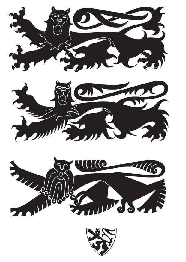 Dibujo para colorear escudo con leones