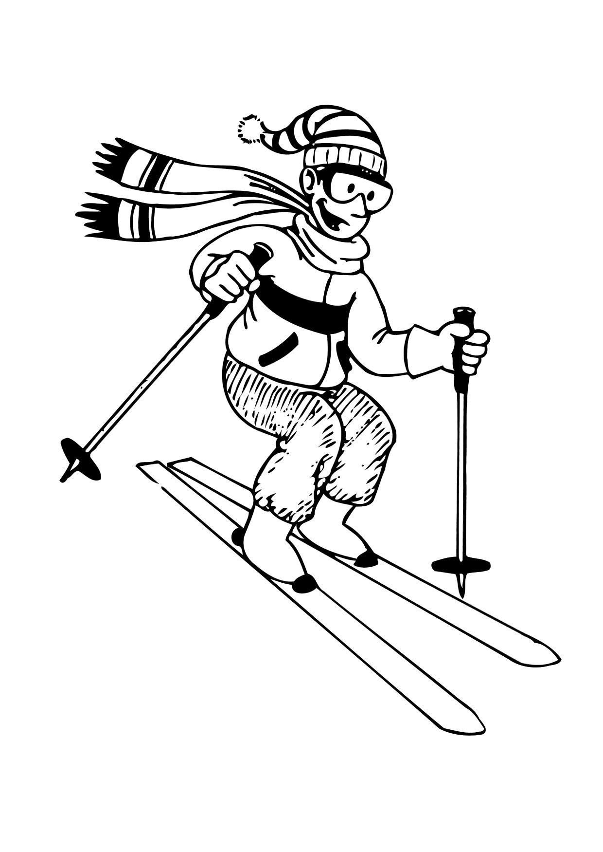 esquiar Dibujo para colorear esquiar